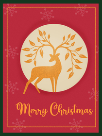 Golden Reindeer Christmas Card