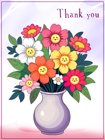 Colorful Flowers Thank You Card