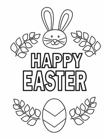 Happy Easter Bunny and Eggs Coloring Card