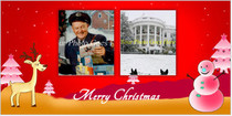 Red Christmas Photo Card with Santa