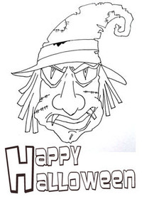 Happy Halloween Witch Coloring Card
