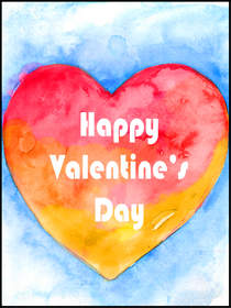 Happy Valentine's Day Watercolor Heart