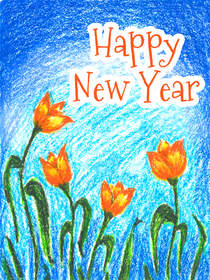 Happy New Year Spring Flowers