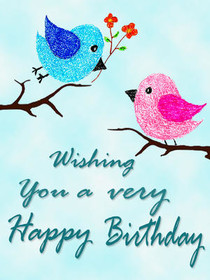 Colorful Birds Birthday Greeting Card