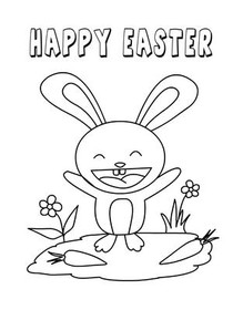 Happy Easter Bunny Coloring Card