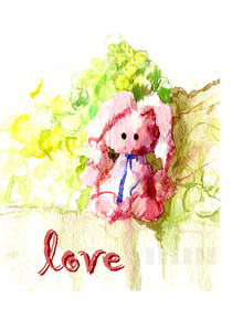 Teddy Bear Love Watercolor