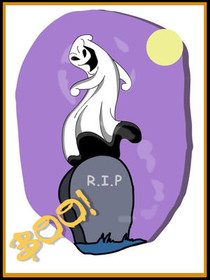 Spooky Ghost RIP Halloween Card