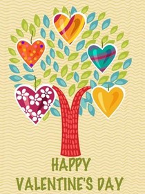 Colorful Hearts Tree Valentine's Day Card