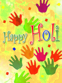 Happy Holi Colorful Handprints