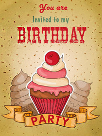 Birthday Party Cupcake Invitation