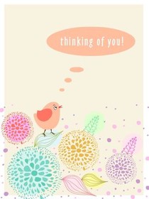 Thinking of You Floral Bird Card
