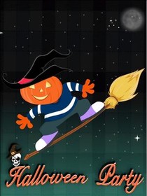 Halloween Party Witch on Broomstick