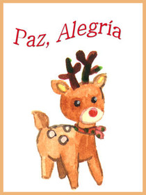 Paz, Alegria Holiday Reindeer Card