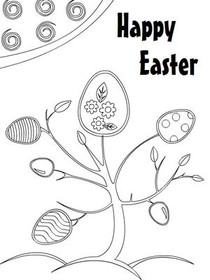 Happy Easter Egg Tree Coloring Card