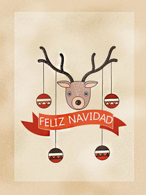 Feliz Navidad Reindeer Christmas Card