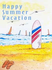 Happy Summer Vacation Beach Scene