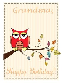 Grandma's Birthday Owl Card