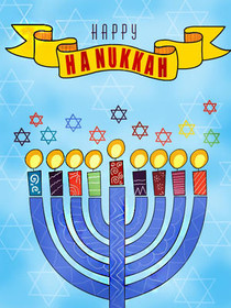 Happy Hanukkah Menorah Greeting Card