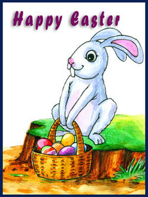 Happy Easter Bunny with Basket