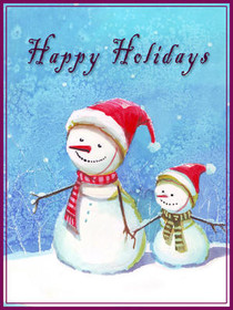 Happy Holidays Snowman Family Card