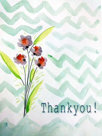 Watercolor Flowers Thank You Card