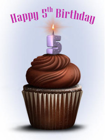 Happy 5th Birthday Cupcake Card