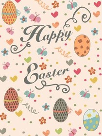 Happy Easter Eggs and Flowers