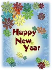 Happy New Year Flowers Card