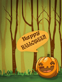 Happy Halloween Pumpkin Forest Card