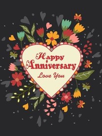 Happy Anniversary Love You Floral Heart