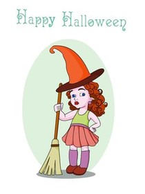 Happy Halloween Witch Girl Card