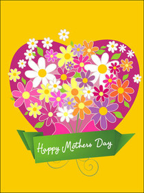 Colorful Floral Heart Mother's Day Card
