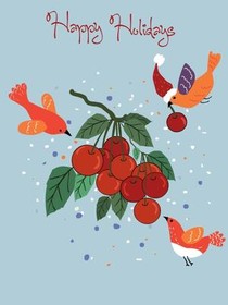 Holiday Berries and Birds Greeting Card