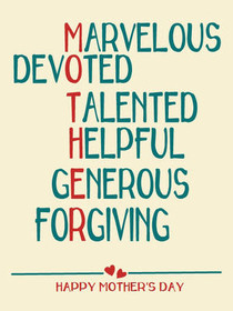 Marvelous Mom Mother's Day Card