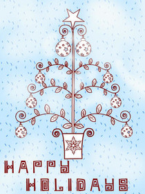 Ornamental Tree Happy Holidays Card