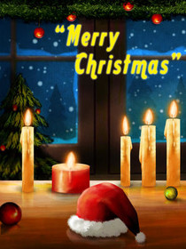 Merry Christmas Candles & Santa Hat