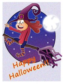 Happy Halloween Witch Greeting Card