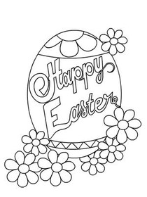 Happy Easter Egg with Flowers
