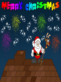 Santa on Rooftop Christmas Card