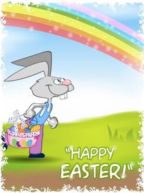 Easter Bunny Rainbow Greeting Card