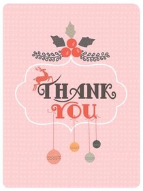 Pink Thank You Card with Holly Berries