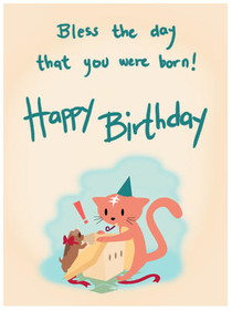 Bless the Day Birthday Cat Card