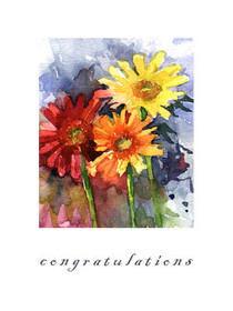 Watercolor Gerbera Daisies Congratulations