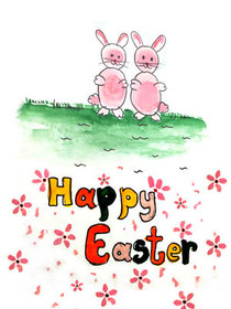 Happy Easter Bunnies Greeting Card