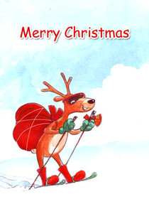 Skiing Reindeer Christmas Card