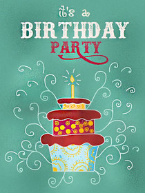 Festive Birthday Party Cake Card