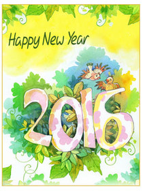 Happy New Year 2016 Greeting Card