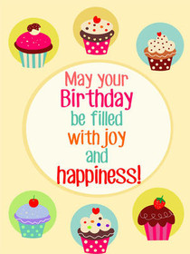 Birthday Joy & Happiness Cupcake Card