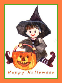 Vintage Halloween Witch Greeting Card