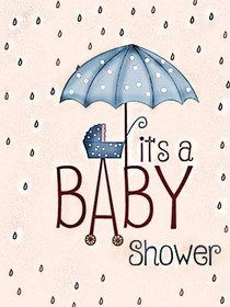 Blue Umbrella Baby Shower Card